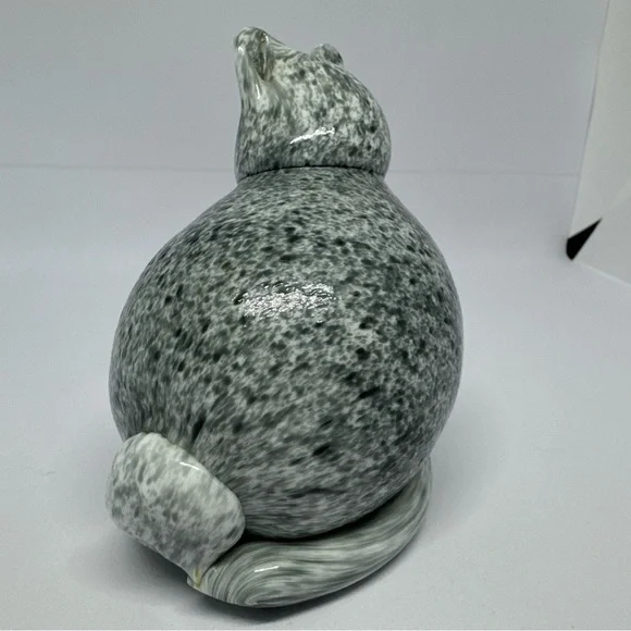 Rare INKERI TOIKKA Nuutajarvi Cat Glass Art Vintage Marble Pattern, Finland